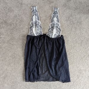 Black and white lingerie teddy open front sexy chemise slip women's size XSmall